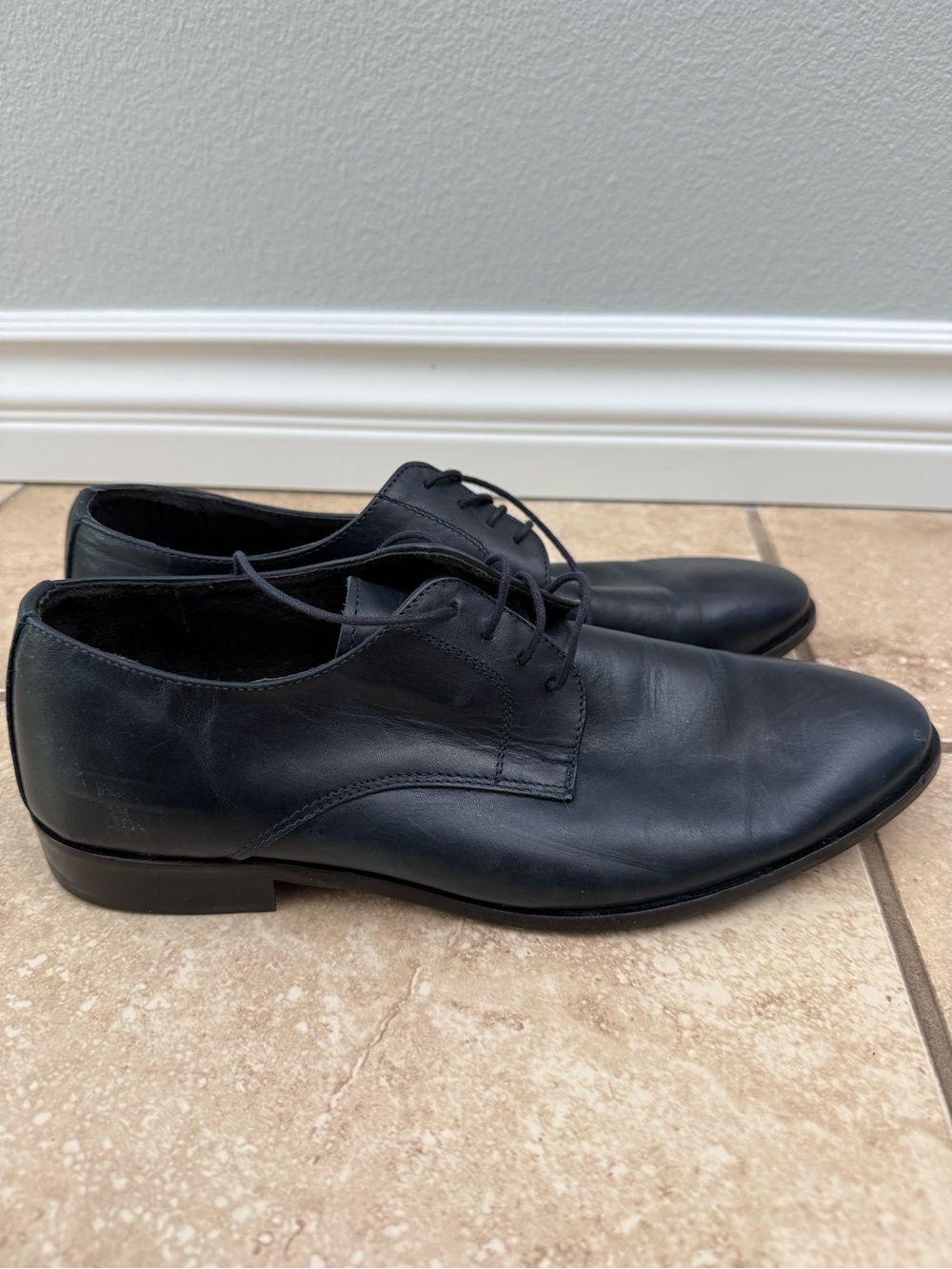 Men's Black Leather Derby Dress Shoes- Italian leather, purchased in Italy.